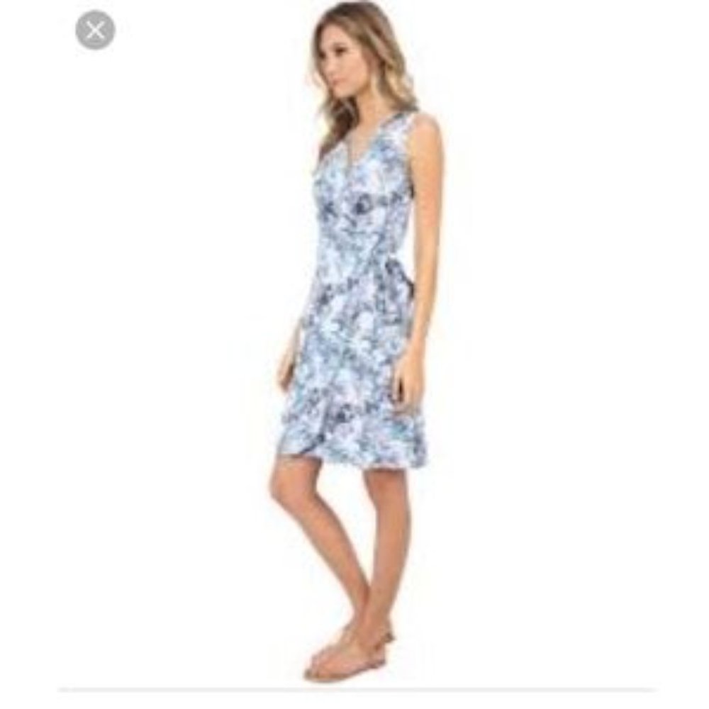 Tommy Bahama Blue Sleeveless Palm Linen Wrap Sun Dress NWOT MED - Picture 4 of 11